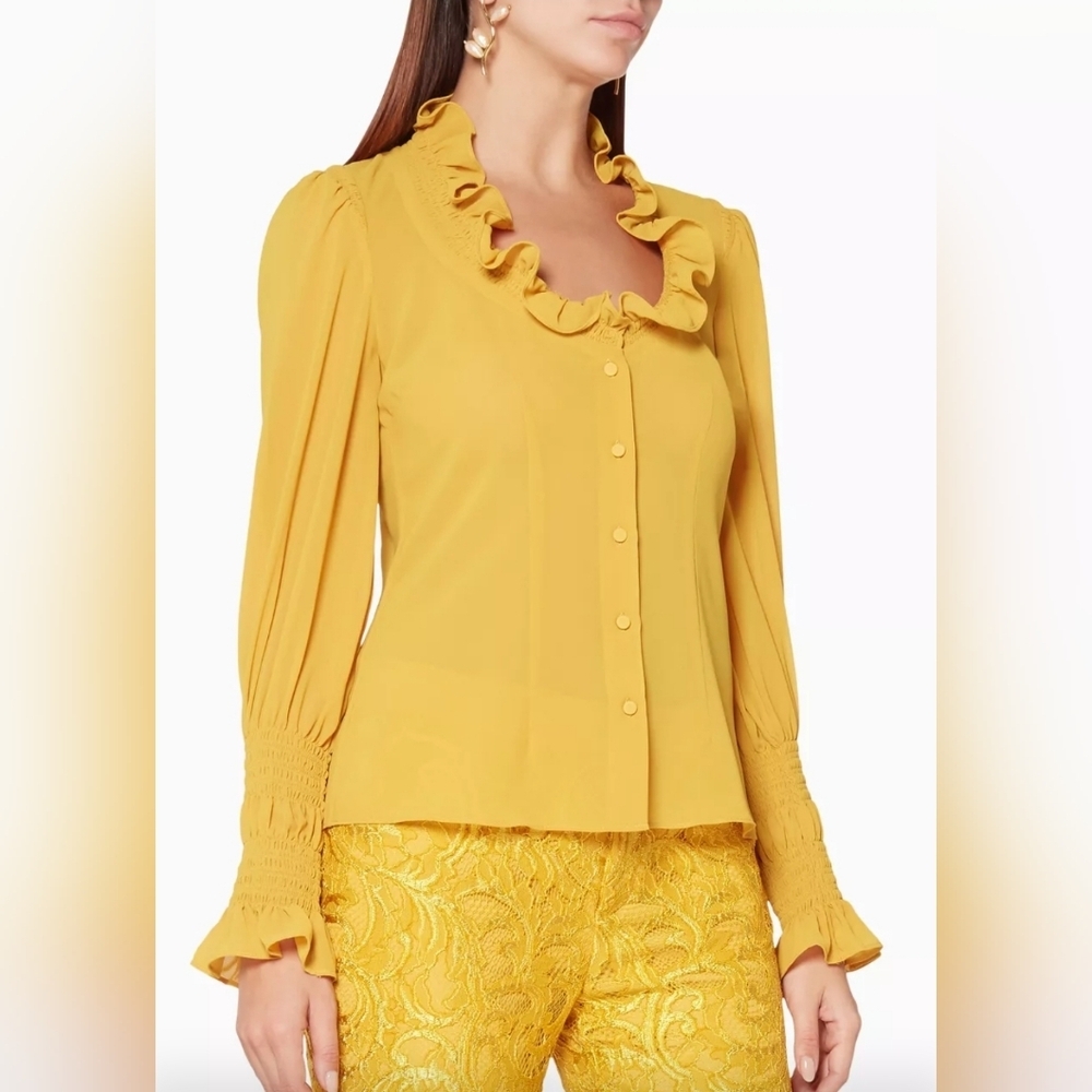 Alexis Scyler Ruffle Long-Sleeve Button-Down Top size S NEW
